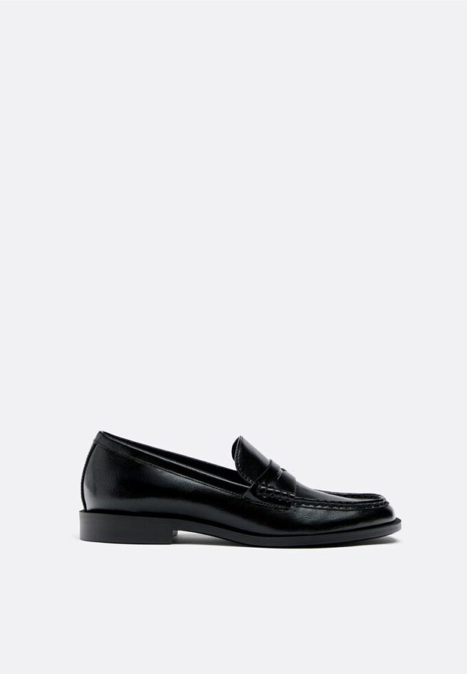 Black Leather Effect Loafers Black Leather Effect Loafers