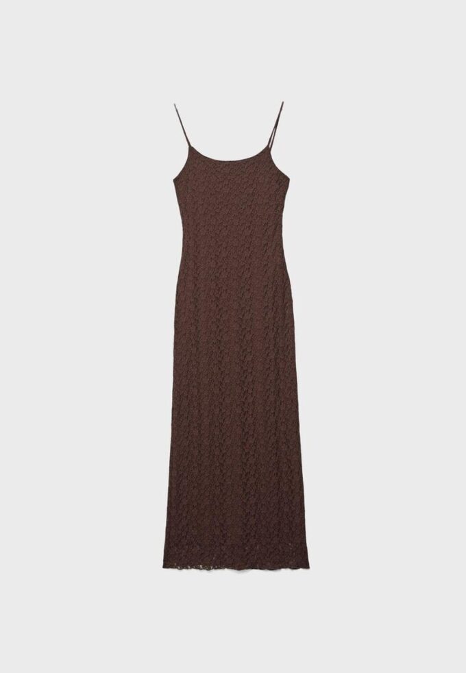Blonde Lace Strappy Midi Dress
