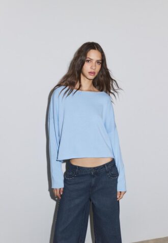 Boat Neck Cropped Sweater