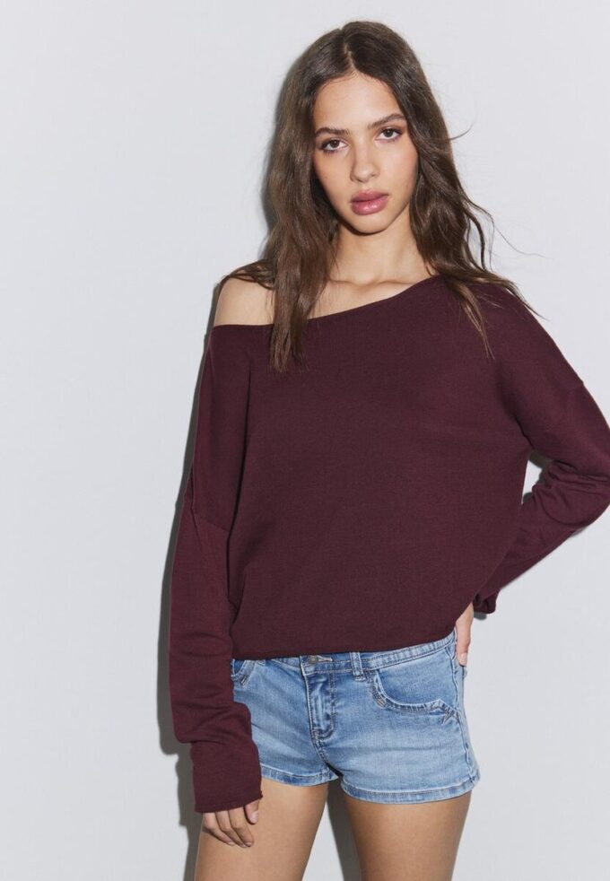 Boat Neck Cropped Sweater
