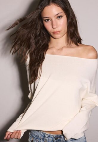 Boat Neck Cropped Sweater