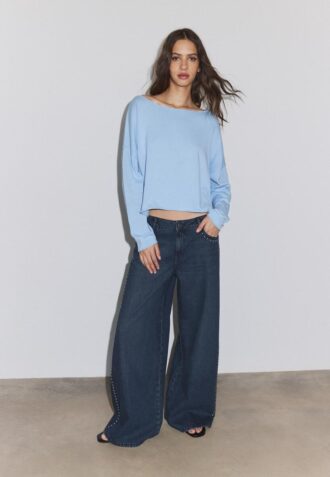 Boat Neck Cropped Sweater