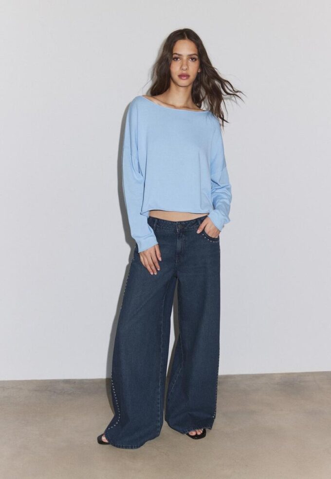 Boat Neck Cropped Sweater
