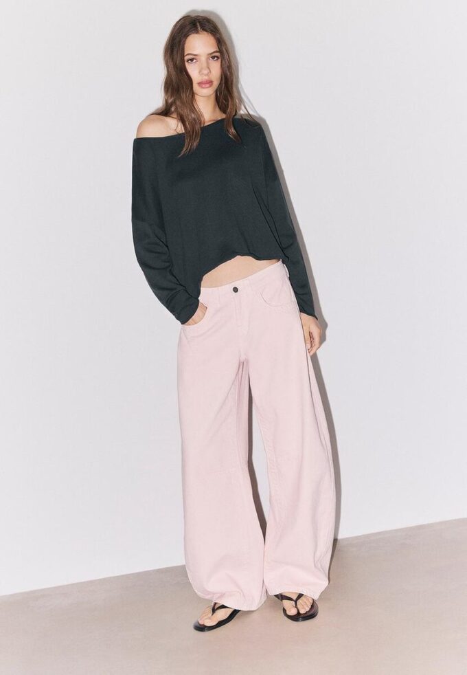 Boat Neck Cropped Sweater
