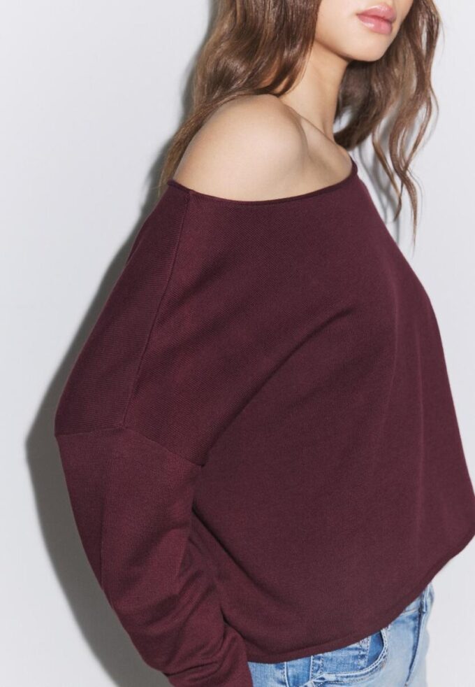 Boat Neck Cropped Sweater
