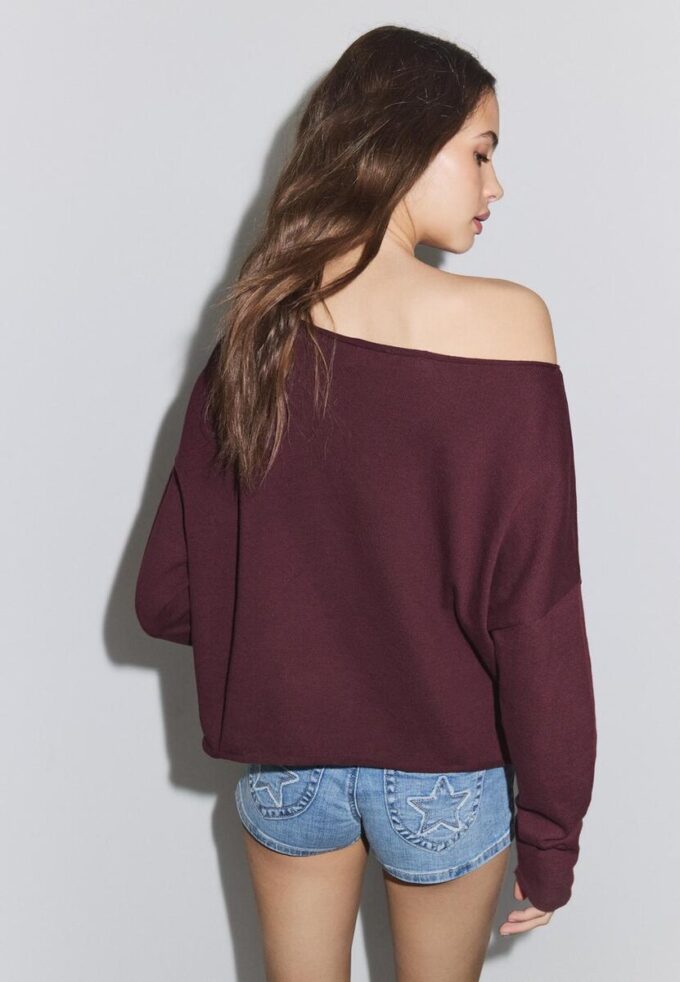 Boat Neck Cropped Sweater
