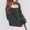 Boat Neck Cropped Sweater