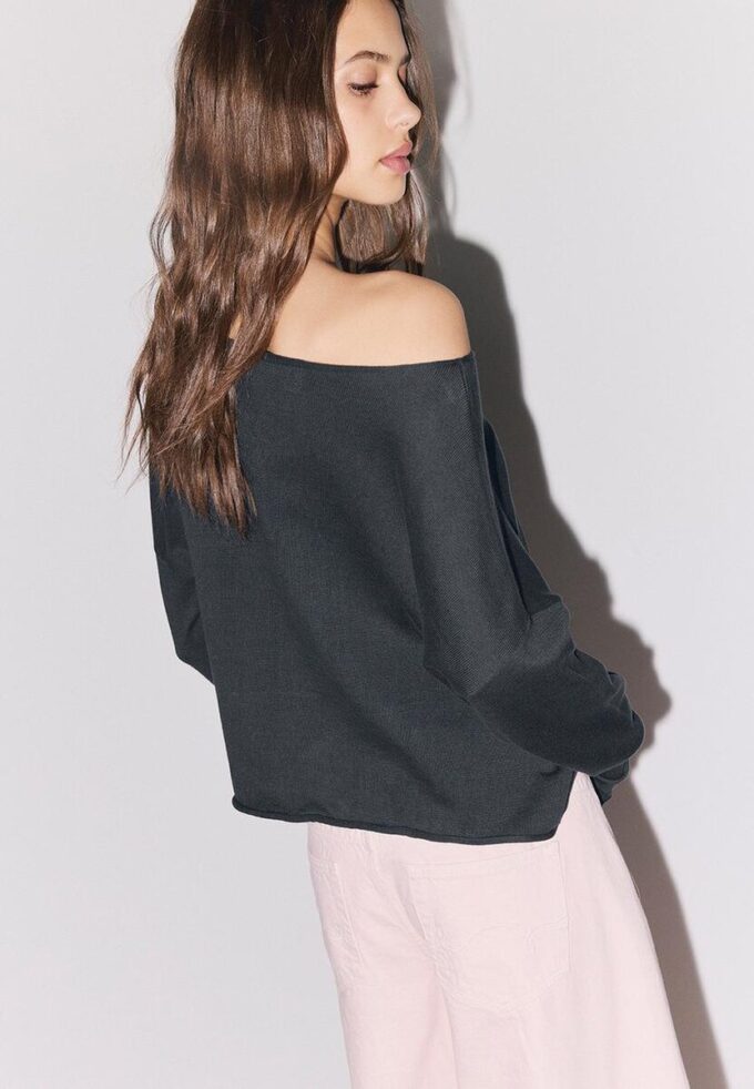 Boat Neck Cropped Sweater