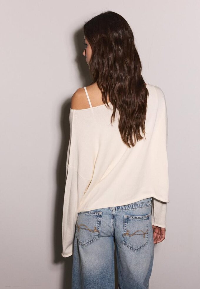 Boat Neck Cropped Sweater