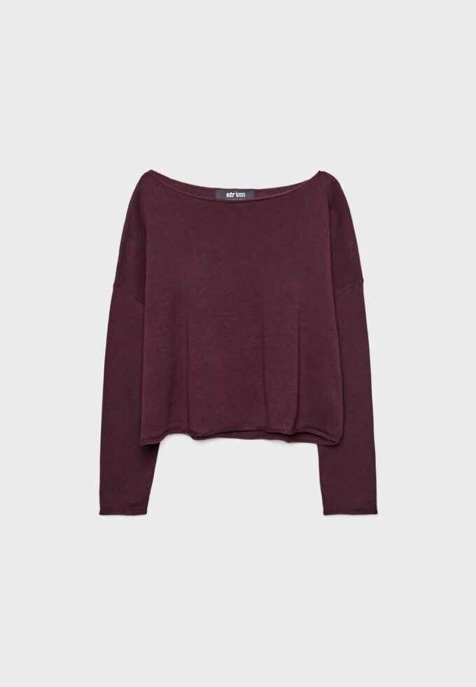Boat Neck Cropped Sweater