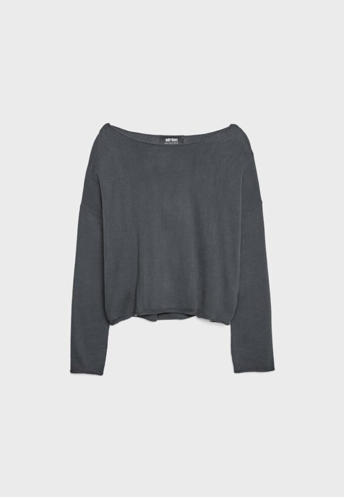Boat Neck Cropped Sweater