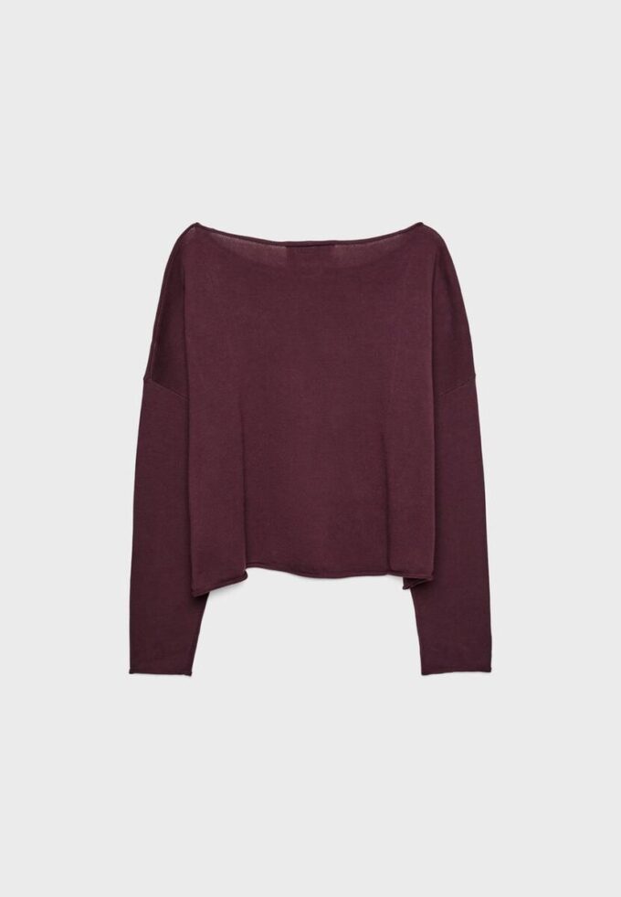 Boat Neck Cropped Sweater
