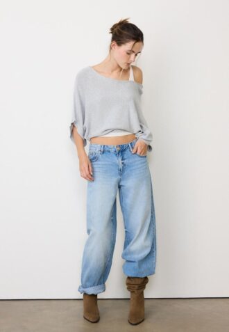 Boat Neck Knit Jumper with Overlay