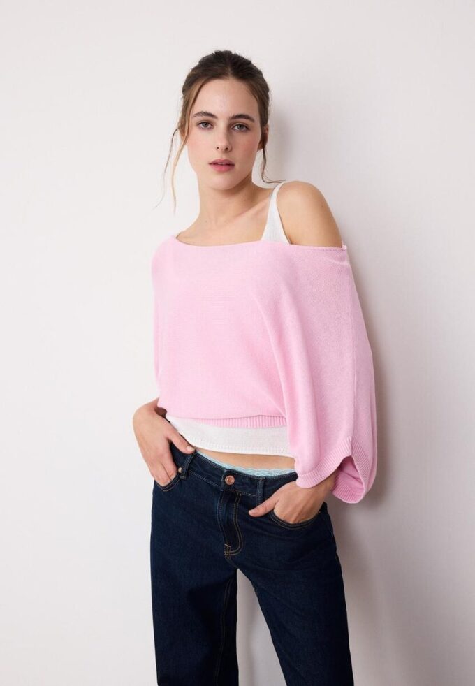 Boat Neck Knit Jumper with Overlay Boat Neck Knit Jumper with Overlay