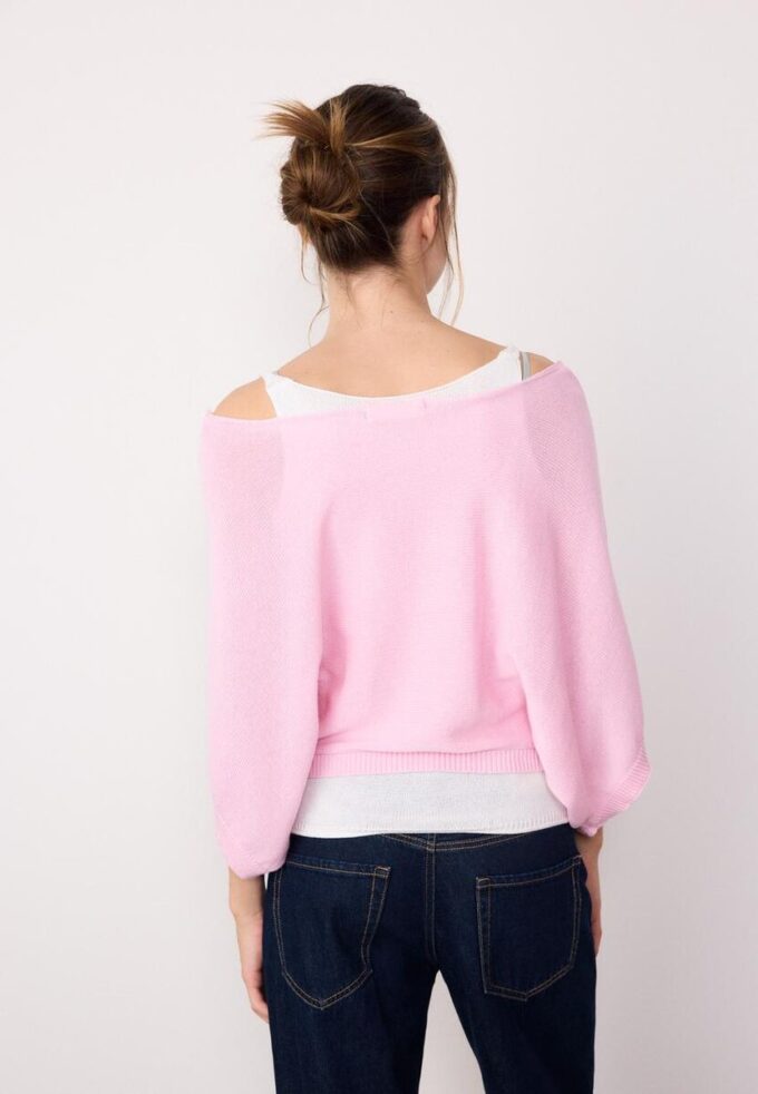 Boat Neck Knit Jumper with Overlay Boat Neck Knit Jumper with Overlay