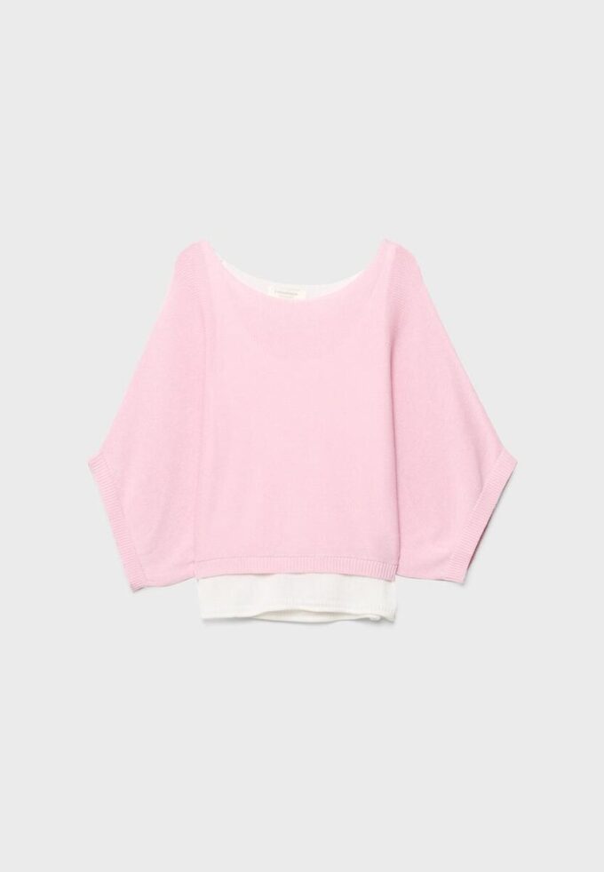 Boat Neck Knit Jumper with Overlay Boat Neck Knit Jumper with Overlay