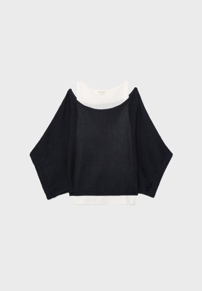 Boat Neck Knit Jumper with Overlay Boat Neck Knit Jumper with Overlay