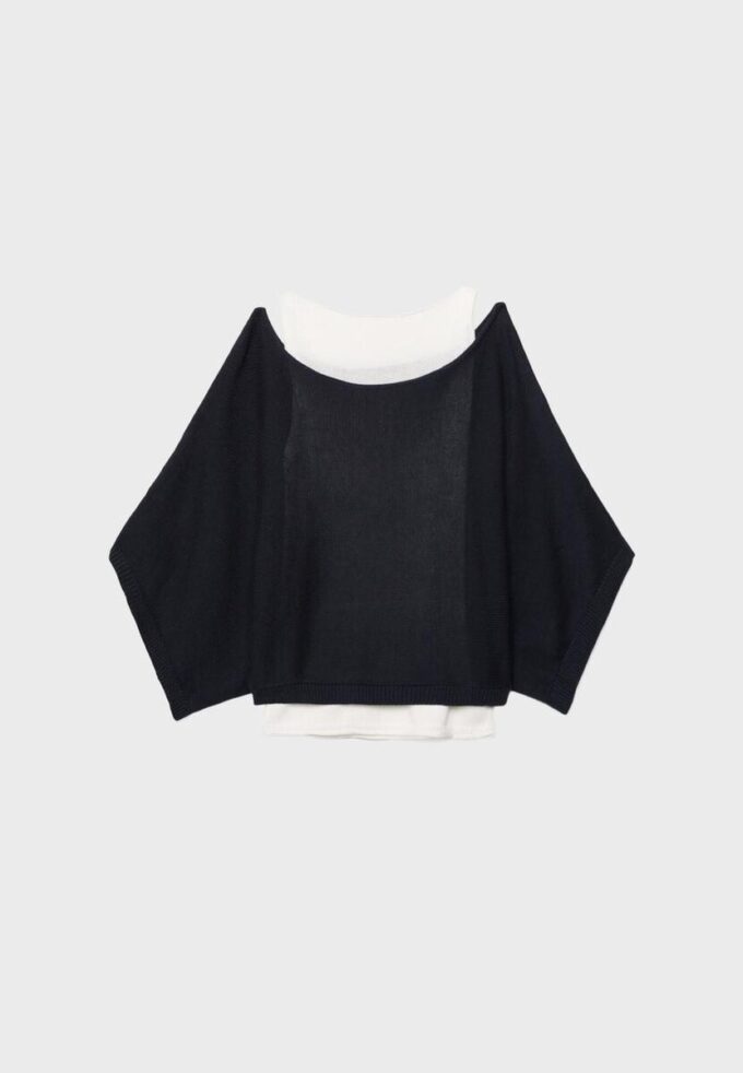 Boat Neck Knit Jumper with Overlay Boat Neck Knit Jumper with Overlay