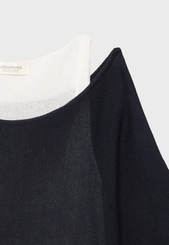Boat Neck Knit Jumper with Overlay Boat Neck Knit Jumper with Overlay
