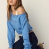 Boat Neck Sweatshirt with Rhinestone Wings Boat Neck Sweatshirt with Rhinestone Wings