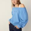 Boat Neck Sweatshirt with Rhinestone Wings Boat Neck Sweatshirt with Rhinestone Wings