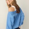 Boat Neck Sweatshirt with Rhinestone Wings Boat Neck Sweatshirt with Rhinestone Wings