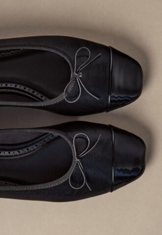Bow Detail Leather Effect Ballet Pumps