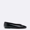 Bow Detail Leather Effect Ballet Pumps