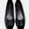 Bow Detail Leather Effect Ballet Pumps