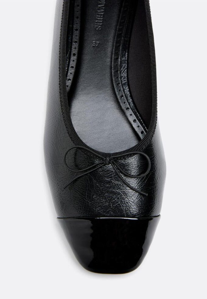 Bow Detail Leather Effect Ballet Pumps