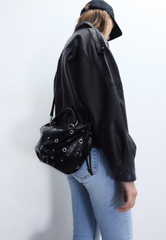 Bucket Bag with Eyelet Detail