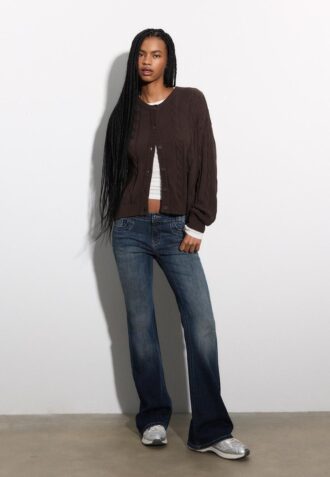 Button-Up Cable Knit Cardigan