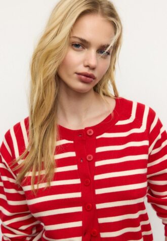 Button-Up Knit Cardigan with Raglan Sleeves