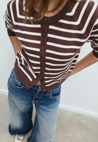 Button-Up Knit Cardigan with Raglan Sleeves