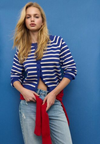 Button-Up Knit Cardigan with Raglan Sleeves