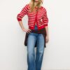 Button-Up Knit Cardigan with Raglan Sleeves