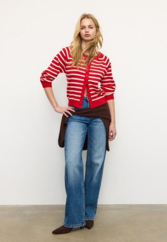 Button-Up Knit Cardigan with Raglan Sleeves