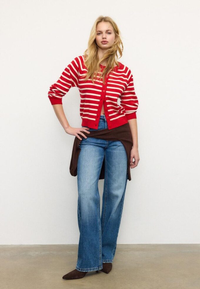 Button-Up Knit Cardigan with Raglan Sleeves