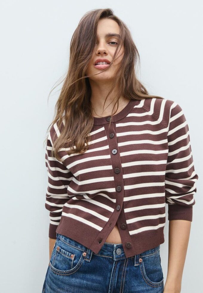 Button-Up Knit Cardigan with Raglan Sleeves Button-Up Knit Cardigan with Raglan Sleeves