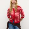 Button-Up Knit Cardigan with Raglan Sleeves