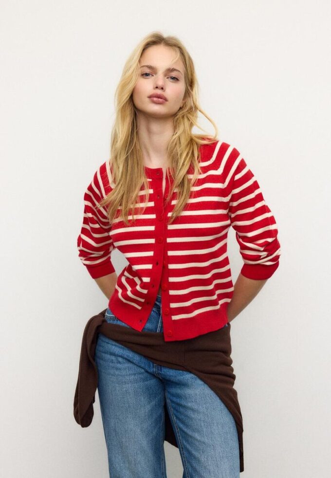 Button-Up Knit Cardigan with Raglan Sleeves