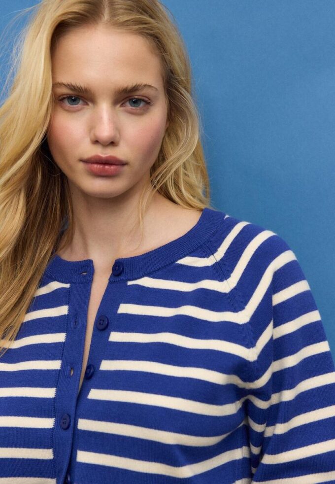 Button-Up Knit Cardigan with Raglan Sleeves