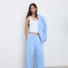 Casual Striped Smart Trousers with Crossover Waist