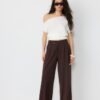 Casual Striped Smart Trousers with Crossover Waist