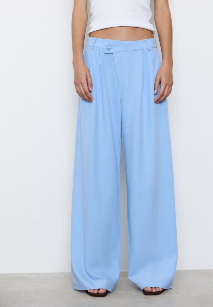 Casual Striped Smart Trousers with Crossover Waist
