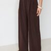 Casual Striped Smart Trousers with Crossover Waist