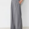 Casual Striped Smart Trousers with Crossover Waist