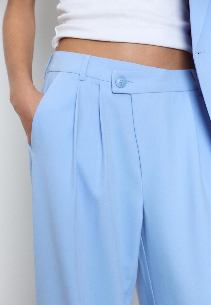 Casual Striped Smart Trousers with Crossover Waist