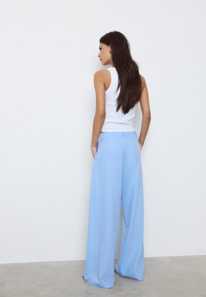Casual Striped Smart Trousers with Crossover Waist