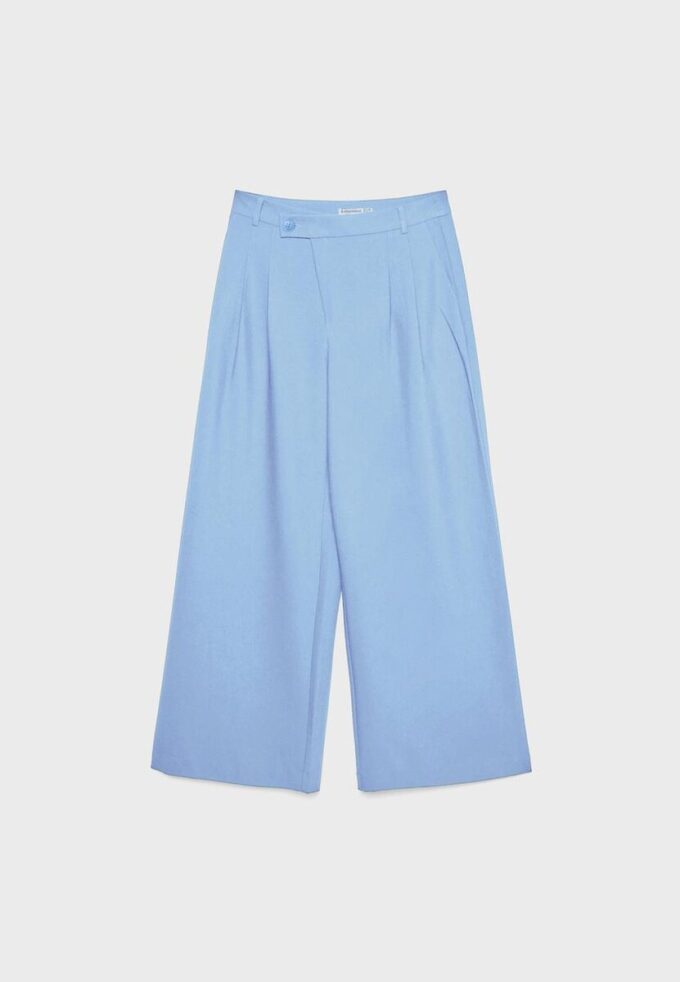 Casual Striped Smart Trousers with Crossover Waist